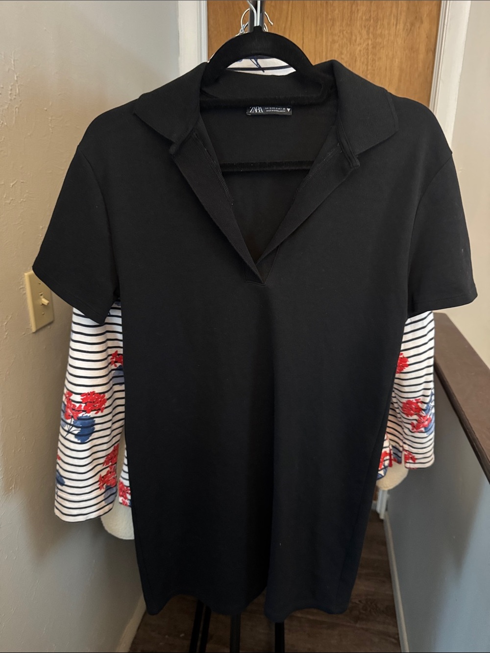 Zara Black Polo V-Neck Short Sleeve Dress